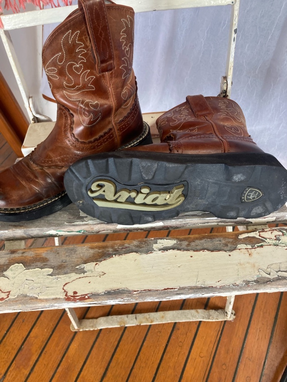 Ariat Brown Distressed Leather Western Ankle Booties - Picture 2 of 2